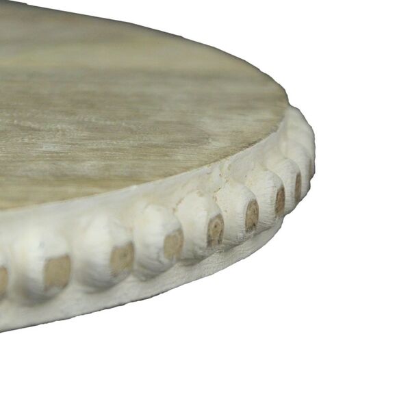 Set of 2 White Washed Wooden Round Risers Decorative Display Tray Serving Decor - Picture 3 of 6